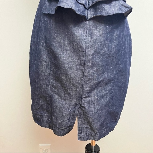 Allure Square Neck Ruffle Back Denim Chambray Mini Sheath Dress Women’s 8 - Picture 5 of 7